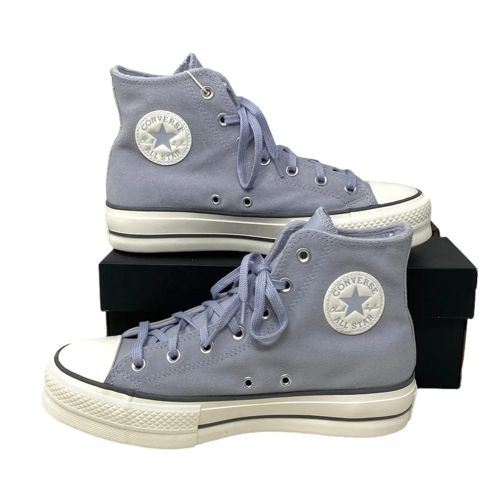 Converse Ctas Lift Hi Suede Platform Shoe Women Iron Gray Skate Sneakers A03251C